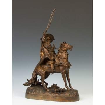 Evgenii Lanceray (Russian, 1848-1886) Bronze Sculpture of a Cossack on Horseback