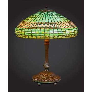 Tiffany Studios Leaded Table Lamp with Bronze Mushroom Base