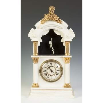 New Haven Clock Co. "Trade Stimulator" Clock with Animated Acrobatic Skeleton 