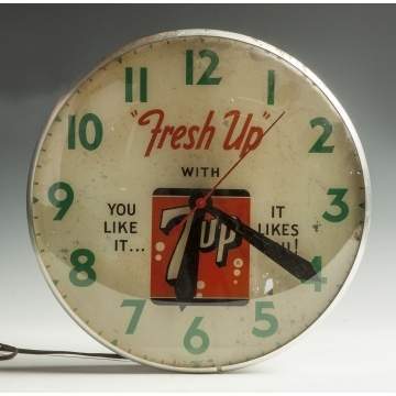 Electric 7-Up Reverse Painted Advertising Clock