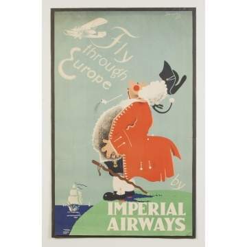 Fly Through Europe by Imperial Airways Vintage Travel Poster