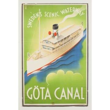 Gota Canal, Sweden's Scenic Waterway Vintage Travel Poster