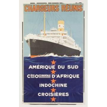 Chargeurs Reunis Vintage Travel Poster 