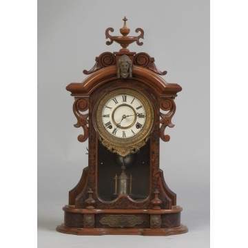 Ansonia Victorian Walnut & Burl Shelf Clock