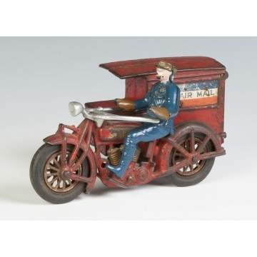 Hubley US Airmail Motorcycle Cast Iron Toy