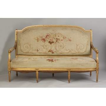 French Carved & Gilt Wood Settee with Matching Side Chair