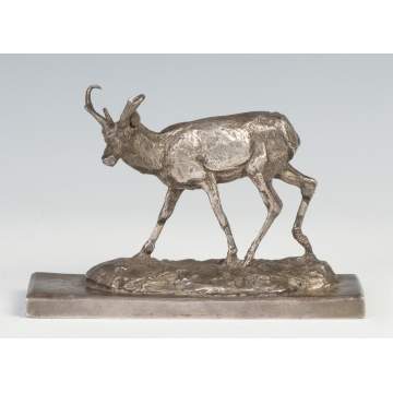 Charles M. Russell (American, 1864-1926) Sterling Silver Statue of Antelope