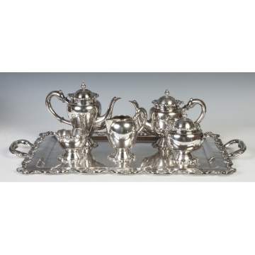 Sterling Silver Five Piece Tea & Coffee Set with Tray