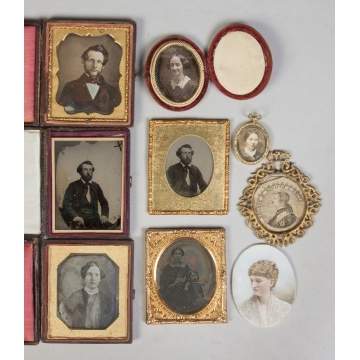 Group of Early Daguerreos, Tin Types & Miniature Painting