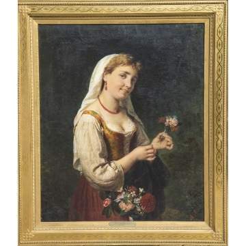 A. Ribossi (Italian, 1822-1886), "The Flower Girl"