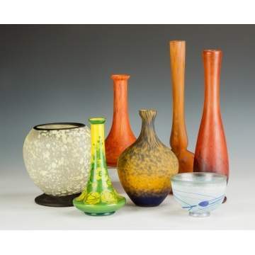 Seven Art Glass Vases