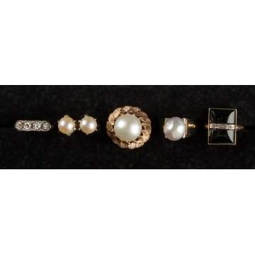 5 Vintage Pearl & Diamond Rings