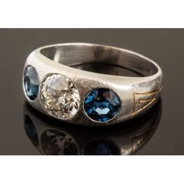 Men's Vintage Platinum, Diamond & Sapphire Ring