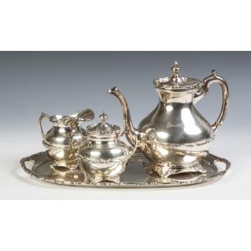 Mexican Sterling Silver Three Piece Tea Set with Matching Tray