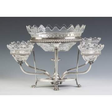Silver Plate Epurn with Cut Glass Inserts