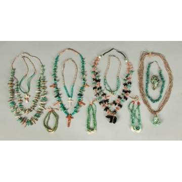 Group of Various Turquoise & Carved Necklaces