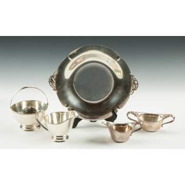 Tiffany & Co. Makers Sterling Silver Creamers & Sugar Bowls together with a Webster Sterling Tray
