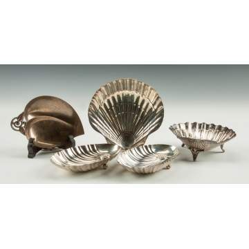 Group of Sterling Silver Shell Shaped Table Articles