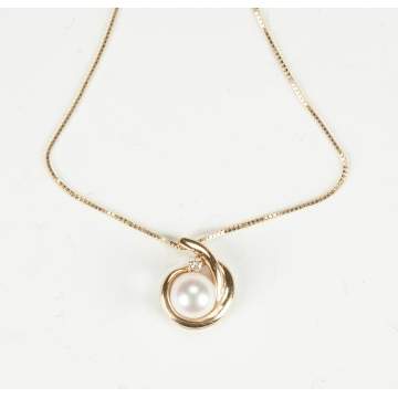 Gold, Pearl & Diamond Necklace