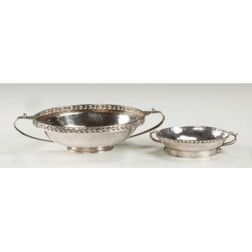 Two Sterling Silver Hand Hammered, Handled Bowls