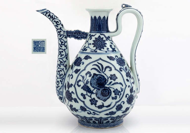 Rare Chinese Ming-style Blue and White Ewer