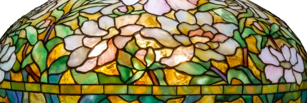 closeup of authentic tiffany lamp glass