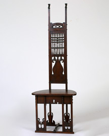Rare Carved Oak Hall Chair by Charles Rohlfs