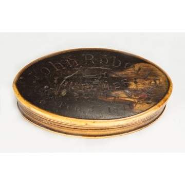 Engraved Horn Snuff Box