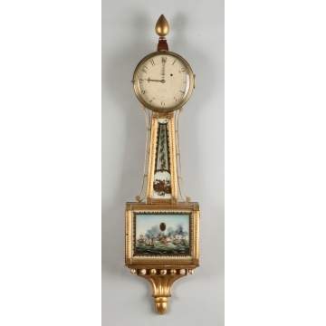 L. Curtis, Concord, MA, Gilt Wood Banjo Clock