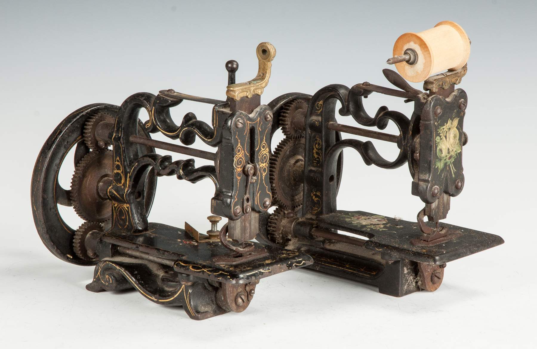 Two New England Type Hand Operated Cast Iron Sewing Machines Cottone Auctions