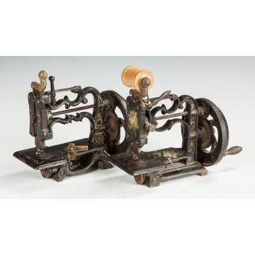 Two New England Type Hand Operated Cast Iron Sewing Machines