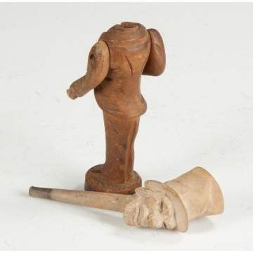 Folk Art Carved Wood Figure of Uncle Sam, Pipe Holder 