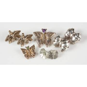 Vintage Sterling Silver Earrings & Pins 