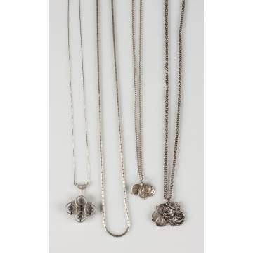 Four Vintage Sterling Silver Necklaces 