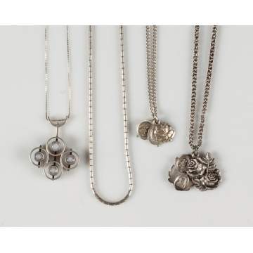 Four Vintage Sterling Silver Necklaces 