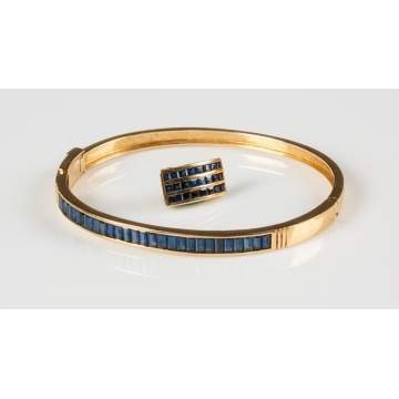 18K Gold & Blue Sapphire Bracelet & Pendant
