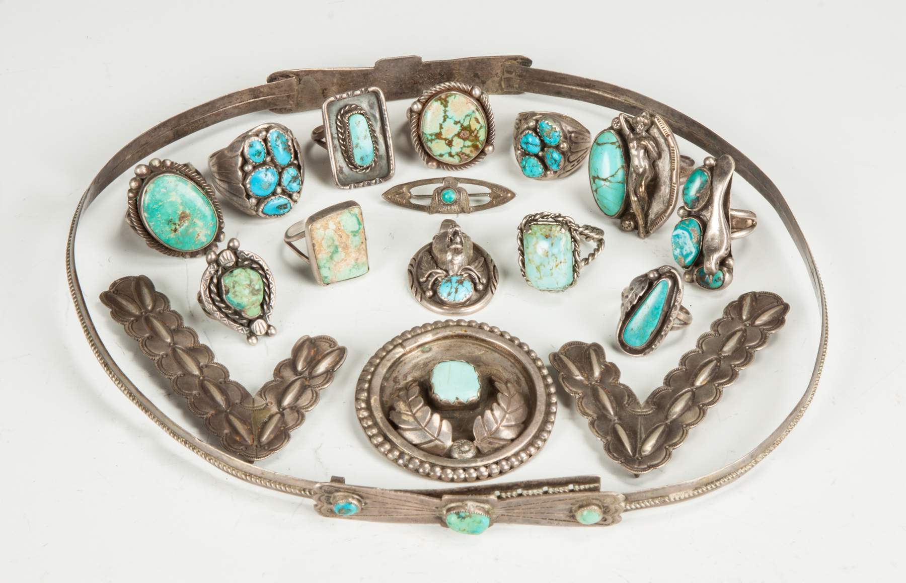 Group of Vintage Navajo Silver & Turquoise Jewelry Cottone Auctions