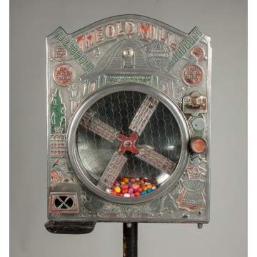 International Mutoscope Reel Co., New York, "The Old Mill" Coin Operated Gumball Machine 