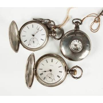 Three Silver Pocket Watches