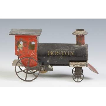 "Boston" Painted Tin Clock Work Locomotive