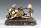 Dimitri Chiparus (Romanian, 1886-1947) Gilt Bronze & Ivory Sculpture of Children in a Wheelbarrow