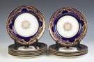 Royal Doulton Cobalt Blue Luncheon Plates with Gold Enameling