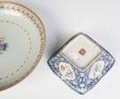 Chinese Export Deep Dish & Square Bowl & Rose Medallion Ladle