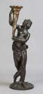 Bronze Newel Post of a Young Lady Holding a Cornucopia