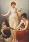 Hand Painted Porcelain Plaque of The Three Fates