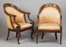 Pair of Inlaid Rosewood Classical Style Armchairs