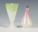 Steuben Green Cluthra Vase & Pink Cluthra Bottle