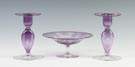 Steuben Amethyst Cut to Clear Compote & Candlesticks