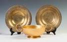 Tiffany Gold Dore Plates & Handled Bowl