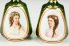 Bohemian Bottles with Painted Porcelain Plaques